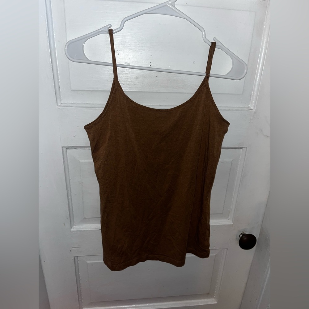 Time & Tru Brown Adjustable Strap First Layer Tank Top